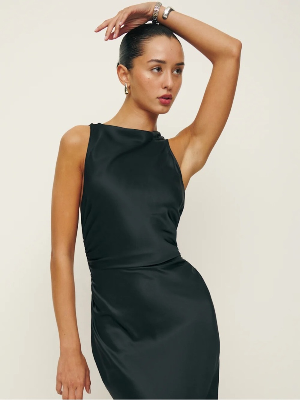 Reformation Casette Silk Dress in Black - Picture 4 of 4